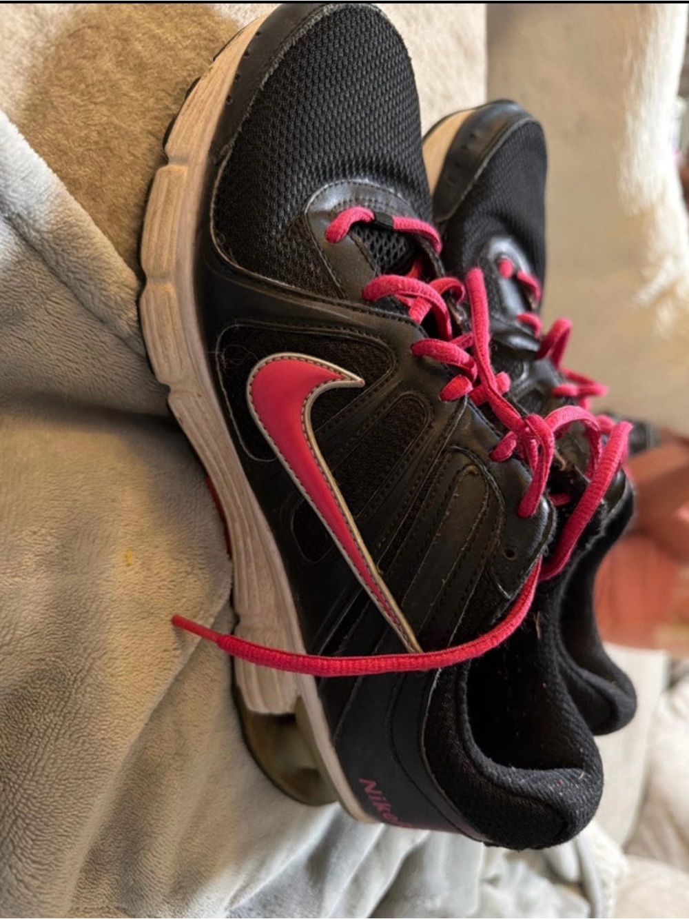 Nike Kids Black Sneakers with Pink Accents